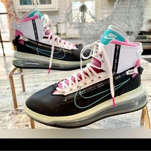 8.5 Nike air pro max shoes pink blue and black with hightops